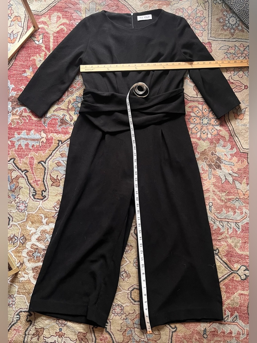 The Fold London black cropped wide leg jumpsuit size 12